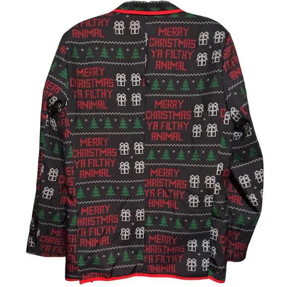 Holiday Time Mens Black Red Green Merry Christmas Ya Filthy Animal Blazar w/ Tie - Picture 3 of 13